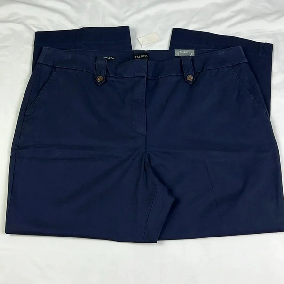 Talbots New Women’s 18WP Navy Blue Pockets Wide Leg High Waist Full Length Pant - Picture 2 of 12